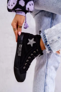 Hot Big Star Shoes Klasyczne Wysokie Trampki Big Star JJ274380 Czarne