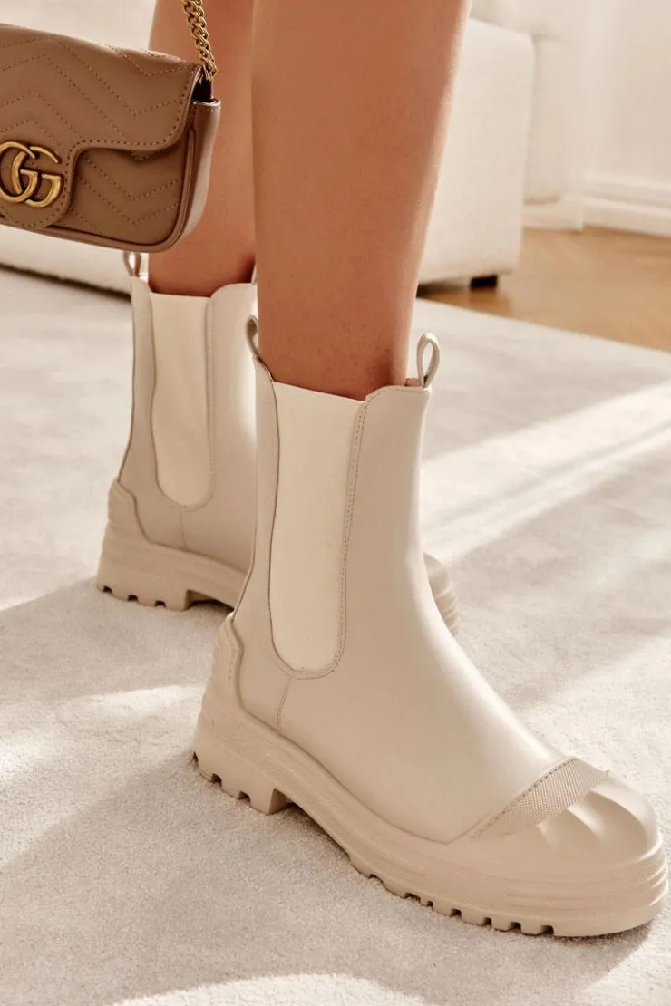 Damskie Boto Klasyczne Wysokie Workery Botki Beżowe Bassti