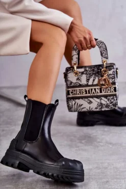 Clearance Boto Klasyczne Wysokie Workery Botki Czarne Bassti