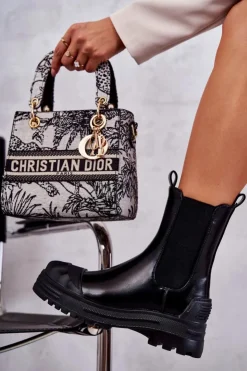 Clearance Boto Klasyczne Wysokie Workery Botki Czarne Bassti