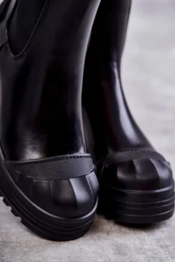 Clearance Boto Klasyczne Wysokie Workery Botki Czarne Bassti