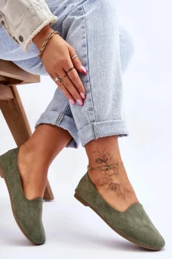 Outlet Boto Klasyczne Zamszowe Baleriny Zielone Nash