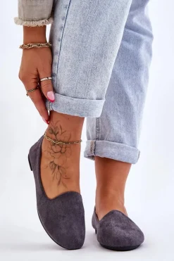 Damskie Boto Klasyczne Zamszowe Baleriny Szare Nash