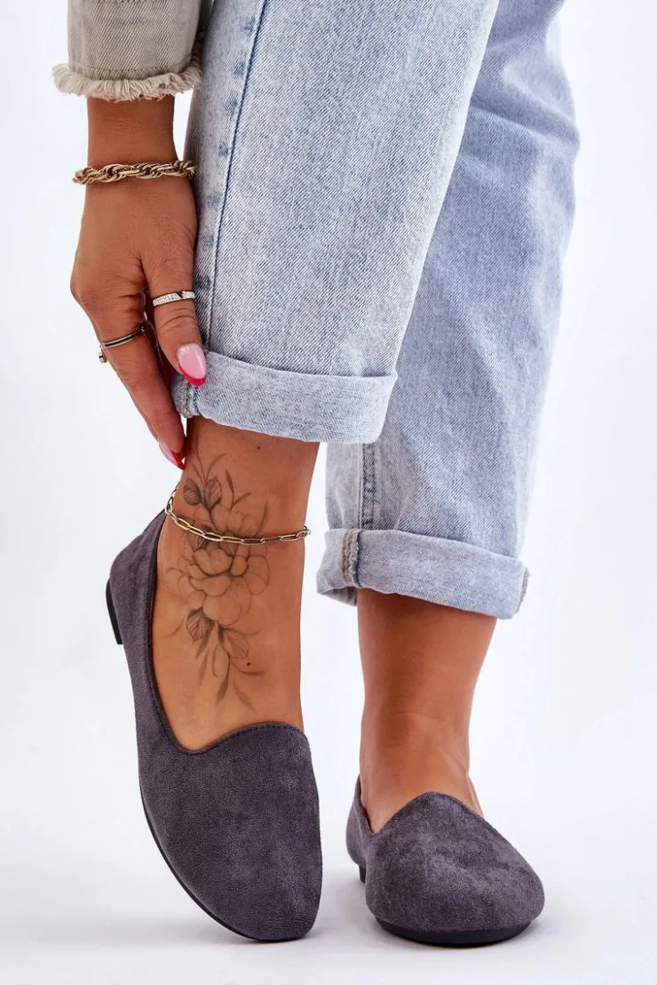 Damskie Boto Klasyczne Zamszowe Baleriny Szare Nash