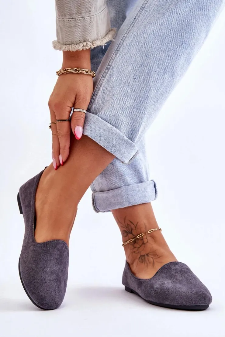 Damskie Boto Klasyczne Zamszowe Baleriny Szare Nash