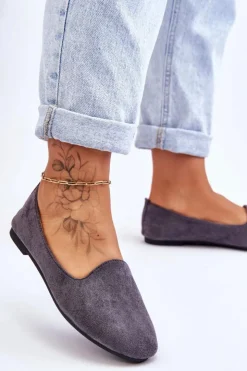 Damskie Boto Klasyczne Zamszowe Baleriny Szare Nash