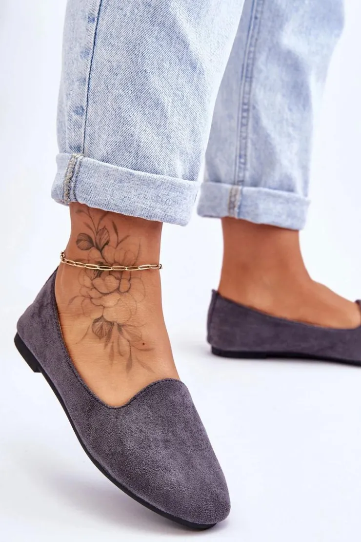 Damskie Boto Klasyczne Zamszowe Baleriny Szare Nash