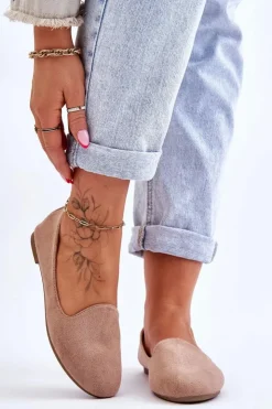 Boto Baleriny Klasyczne*Klasyczne Zamszowe Baleriny Beżowe Nash