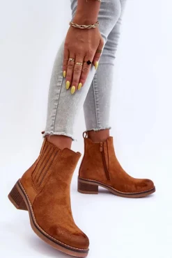 Best Boto Klasyczne Zamszowe Botki Damskie Brązowe Metanassa