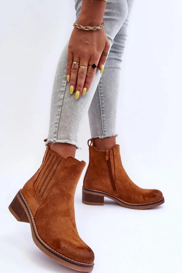 Best Boto Klasyczne Zamszowe Botki Damskie Brązowe Metanassa