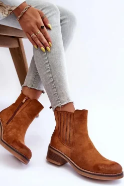 Best Boto Klasyczne Zamszowe Botki Damskie Brązowe Metanassa