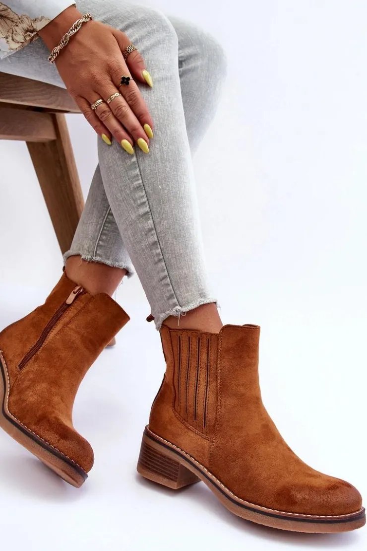 Best Boto Klasyczne Zamszowe Botki Damskie Brązowe Metanassa