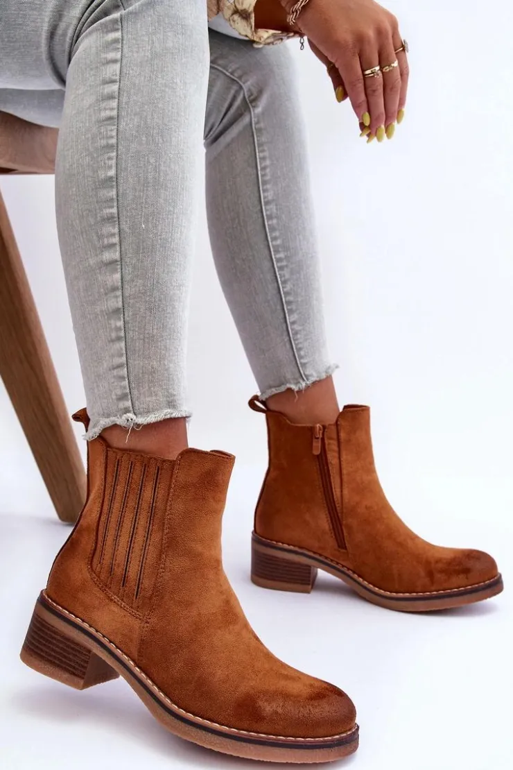 Best Boto Klasyczne Zamszowe Botki Damskie Brązowe Metanassa