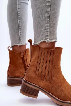 Best Boto Klasyczne Zamszowe Botki Damskie Brązowe Metanassa