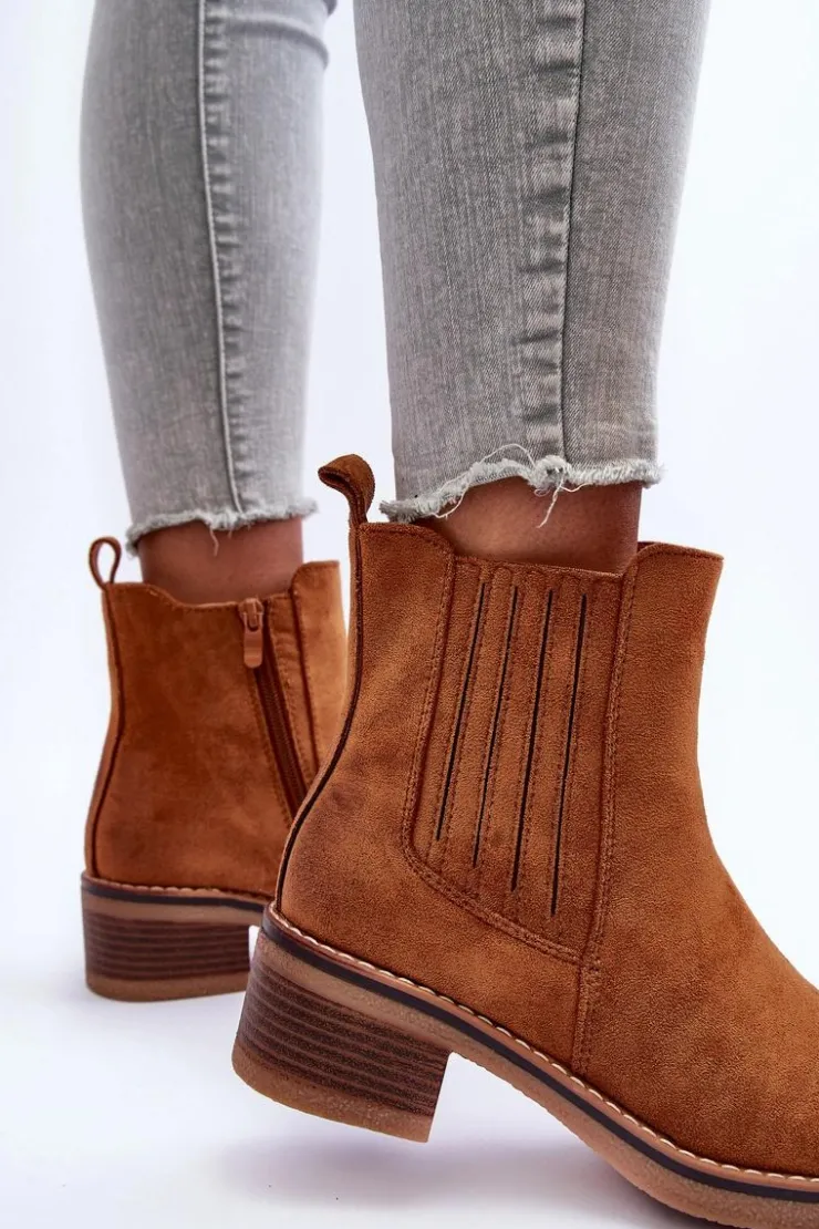 Best Boto Klasyczne Zamszowe Botki Damskie Brązowe Metanassa