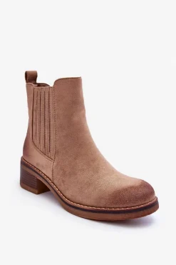 Boto Botki Wiosenne|Brązowe I Beżowe Botki*Klasyczne Zamszowe Botki Damskie Beżowe Metanassa