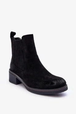 Online Boto Klasyczne Zamszowe Botki Damskie Czarne Metanassa