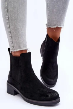 Online Boto Klasyczne Zamszowe Botki Damskie Czarne Metanassa