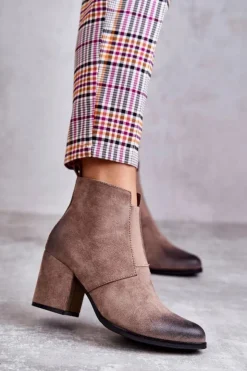 Boto Botki Na Słupku|Botki Zimowe Damskie*Klasyczne Zamszowe Botki La.Fi 260035DTA-SU Beżowe