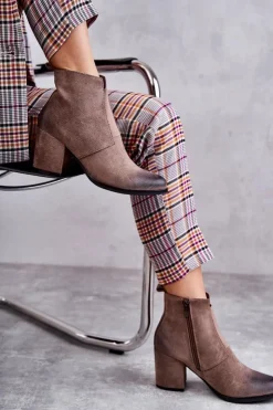 Boto Botki Na Słupku|Botki Zimowe Damskie*Klasyczne Zamszowe Botki La.Fi 260035DTA-SU Beżowe