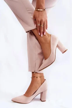 Boto Czółenka Zamszowe|Czółenka Na Słupku*Klasyczne Zamszowe Czółenka Na Słupku Beżowe Kendra