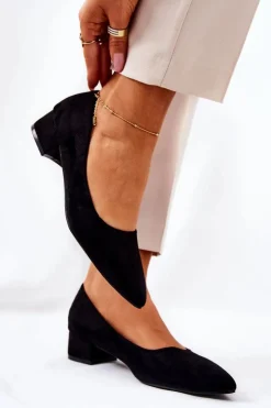 Discount Boto Klasyczne Zamszowe Czółenka Czarne Rheya