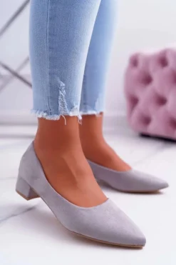 Boto Czółenka Zamszowe|Czółenka Klasyczne*Klasyczne Zamszowe Czółenka Szare Rheya