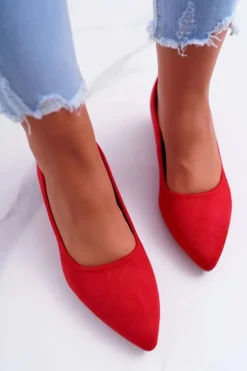 Damskie Boto Klasyczne Zamszowe Czółenka Czerwone Rheya