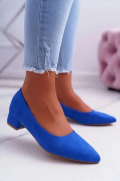 Damskie Boto Klasyczne Zamszowe Czółenka Niebieskie Rheya