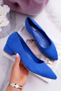 Damskie Boto Klasyczne Zamszowe Czółenka Niebieskie Rheya