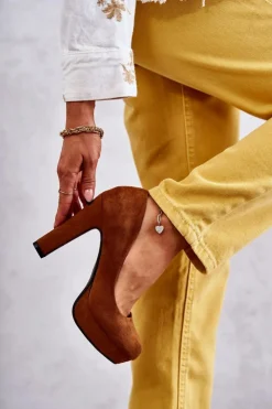 Boto Czółenka Na Platformie|Czółenka Zamszowe*Klasyczne Zamszowe Czółenka Na Obcasie Camel Soro Brązowy