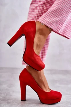 Boto Czółenka Na Platformie|Czółenka Zamszowe*Klasyczne Zamszowe Czółenka Na Obcasie Czerwone Soro