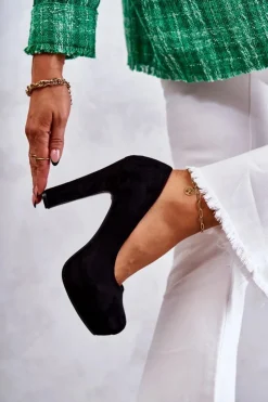 Online Boto Klasyczne Zamszowe Czółenka Na Obcasie Czarne Soro