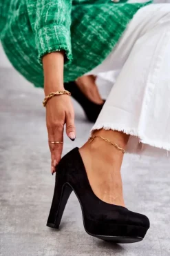 Online Boto Klasyczne Zamszowe Czółenka Na Obcasie Czarne Soro