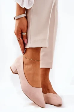 Boto Klasyczne Zamszowe Czółenka Beżowe Rheya