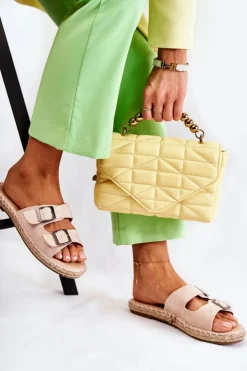 Damskie Boto Klasyczne Zamszowe Klapki Damskie Beżowe Casilda