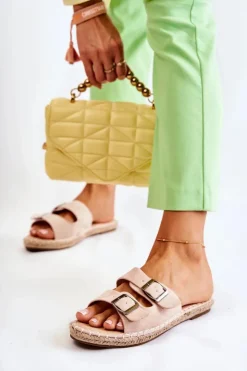 Damskie Boto Klasyczne Zamszowe Klapki Damskie Beżowe Casilda