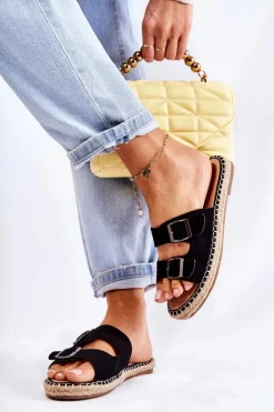 Damskie Boto Klasyczne Zamszowe Klapki Damskie Czarne Casilda