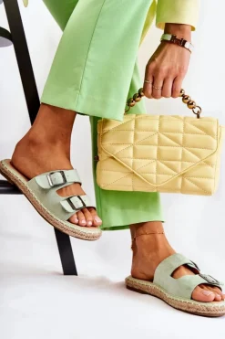 Discount Boto Klasyczne Zamszowe Klapki Damskie Zielone Casilda