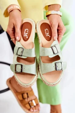 Discount Boto Klasyczne Zamszowe Klapki Damskie Zielone Casilda