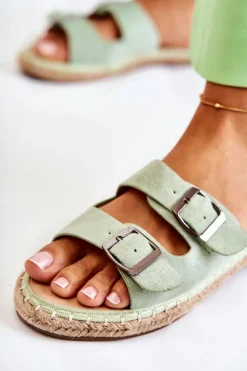 Discount Boto Klasyczne Zamszowe Klapki Damskie Zielone Casilda