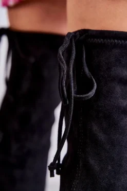 Boto Klasyczne Zamszowe Kozaki Muszkieterki Czarne Clarissa