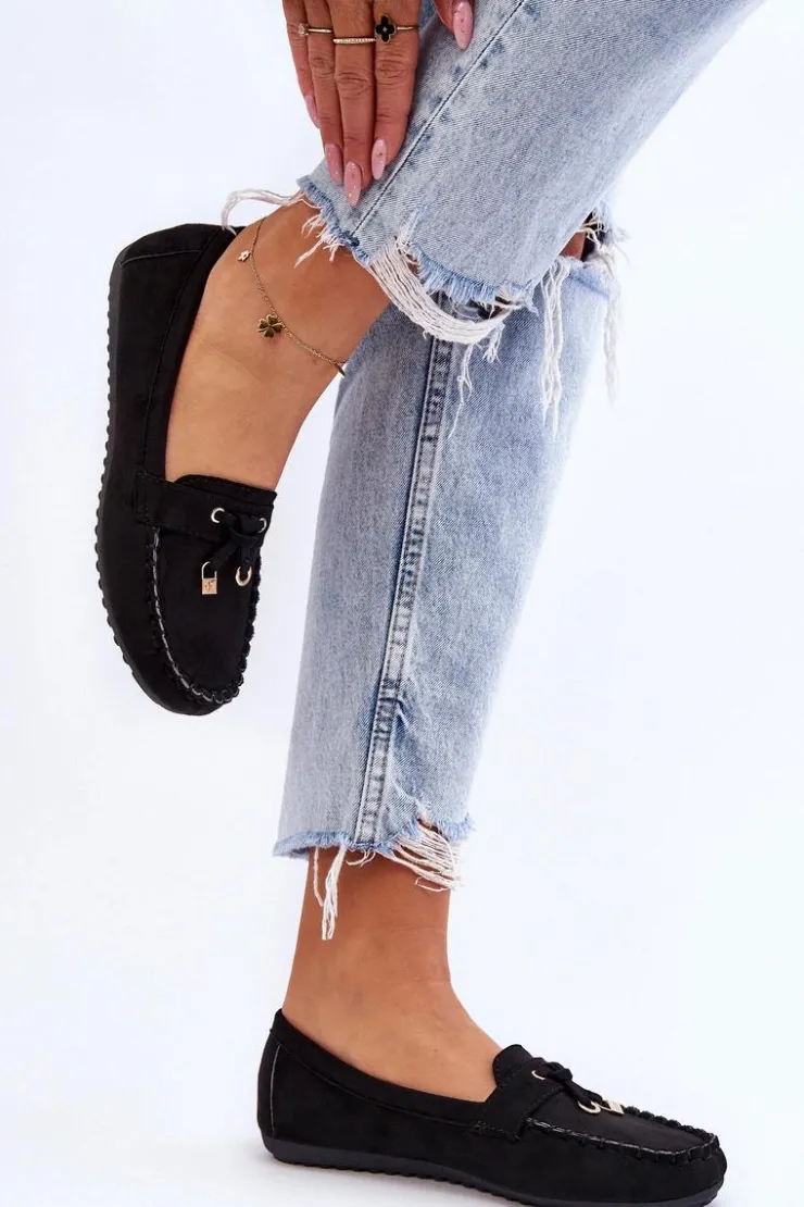 Sale Boto Klasyczne Zamszowe Mokasyny Czarne Good Time Czarny