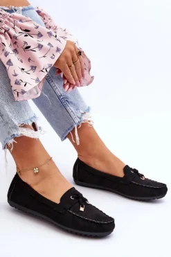 Sale Boto Klasyczne Zamszowe Mokasyny Czarne Good Time Czarny