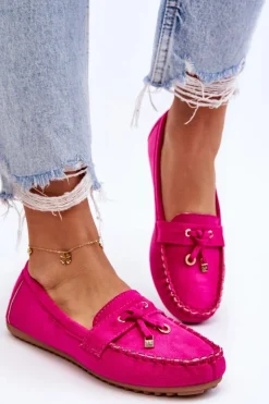 Boto Loafersy Damskie|Mokasyny Damskie Zamszowe*Klasyczne Zamszowe Mokasyny Fuksja Good Time Różowy