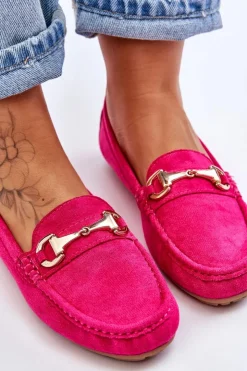Boto Mokasyny Damskie Zamszowe*Klasyczne Zamszowe Mokasyny Z Ozdobą Fuksja Arla