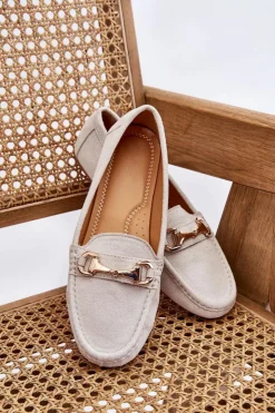 Discount Boto Klasyczne Zamszowe Mokasyny Z Ozdobą Szare Arla