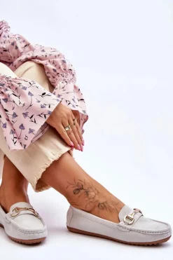 Discount Boto Klasyczne Zamszowe Mokasyny Z Ozdobą Szare Arla