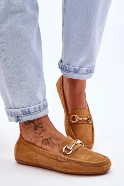 Boto Mokasyny Damskie Zamszowe*Klasyczne Zamszowe Mokasyny Z Ozdobą Camel Arla