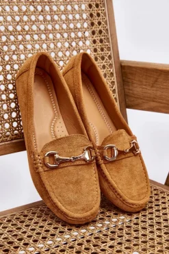 Boto Mokasyny Damskie Zamszowe*Klasyczne Zamszowe Mokasyny Z Ozdobą Camel Arla